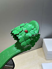 Dior Bloom Heeled Slide Green Dior Clover Embroidered Lambskin - 5