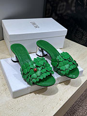 Dior Bloom Heeled Slide Green Dior Clover Embroidered Lambskin - 3