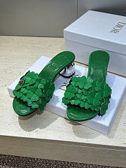 Dior Bloom Heeled Slide Green Dior Clover Embroidered Lambskin - 4