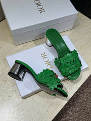 Dior Bloom Heeled Slide Green Dior Clover Embroidered Lambskin - 2