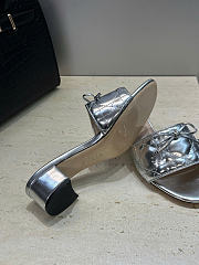 Dior Or Dior Cannage Heeled Slide Silver-Tone Laminated Lambskin with Quilted Cannage Motif 3.5cm - 4