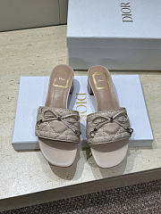 Dior Cannage Heeled Slide Beige Quilted Cannage Lambskin 3.5cm - 1