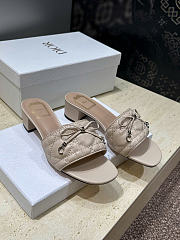 Dior Cannage Heeled Slide Beige Quilted Cannage Lambskin 3.5cm - 6