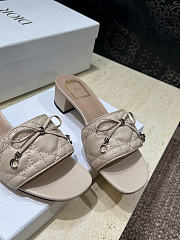 Dior Cannage Heeled Slide Beige Quilted Cannage Lambskin 3.5cm - 4