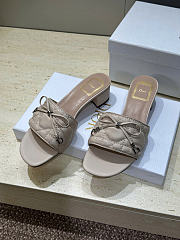 Dior Cannage Heeled Slide Beige Quilted Cannage Lambskin 3.5cm - 3