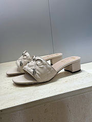 Dior Cannage Heeled Slide Beige Quilted Cannage Lambskin 3.5cm - 2