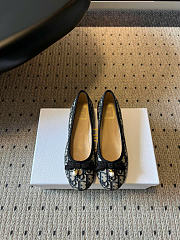 Dior Ballet Flat Cotton Embroidered with Deep Blue Dior Oblique Motif - 1