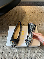 Dior Ballet Flat Cotton Embroidered with Deep Blue Dior Oblique Motif - 6