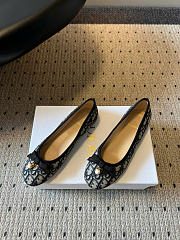 Dior Ballet Flat Cotton Embroidered with Deep Blue Dior Oblique Motif - 2