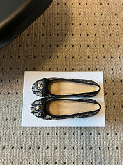 Dior Ballet Flat Cotton Embroidered with Deep Blue Dior Oblique Motif - 4
