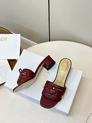 Dior Cannage Heeled Slide Burgundy Quilted Cannage Lambskin 3.5cm - 2