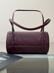 Chanel Small Bowling Bag Grained Shiny Calfskin & Gold-Tone Metal Burgundy - 20.5x10x10cm - 6