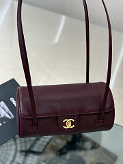Chanel Small Bowling Bag Grained Shiny Calfskin & Gold-Tone Metal Burgundy - 20.5x10x10cm - 4