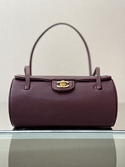 Chanel Small Bowling Bag Grained Shiny Calfskin & Gold-Tone Metal Burgundy - 20.5x10x10cm - 5