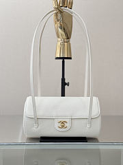 Chanel Small Bowling Bag Grained Shiny Calfskin & Gold-Tone Metal White - 20.5x10x10cm - 1