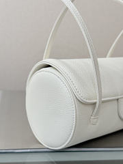 Chanel Small Bowling Bag Grained Shiny Calfskin & Gold-Tone Metal White - 20.5x10x10cm - 6