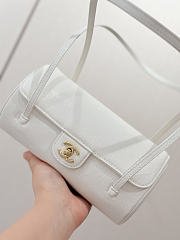 Chanel Small Bowling Bag Grained Shiny Calfskin & Gold-Tone Metal White - 20.5x10x10cm - 5