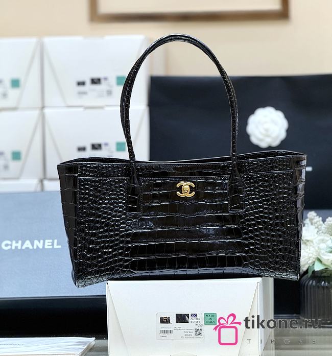 Chanel Small Tote Crocodile Embossed Calfskin & Gold-Tone Metal Black - 39x20x13cm - 1