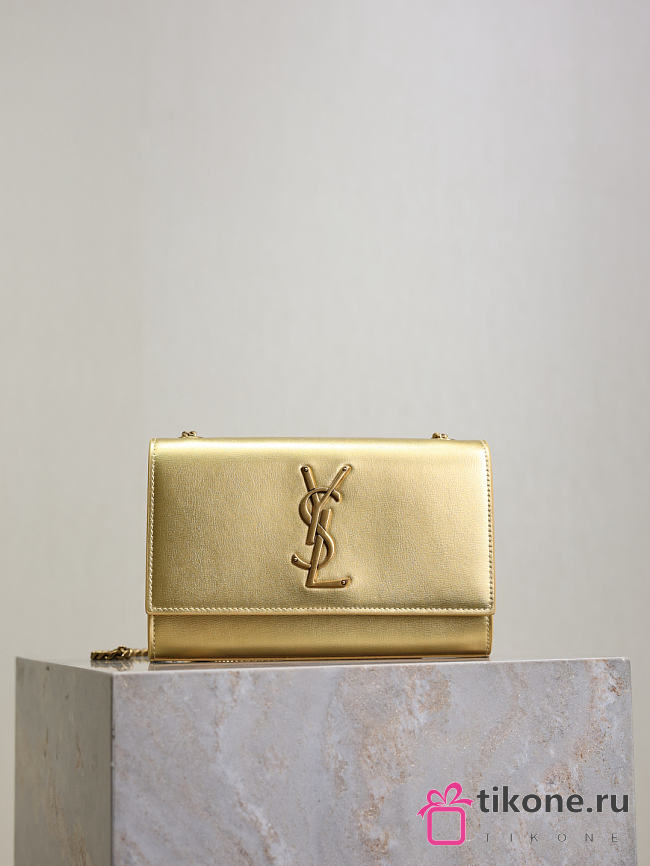  YSL Kate Small In Metallic Leather In Gold - 20x12.5x5cm - 1