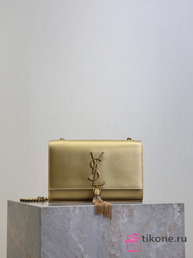 YSL Kate Small Tassel In Metallic Leather Gold - 20x12.5x5cm - 1
