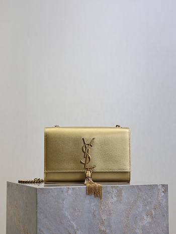 YSL Kate Small Tassel In Metallic Leather Gold - 20x12.5x5cm