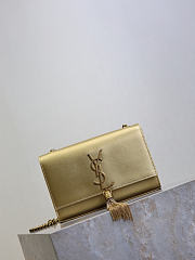 YSL Kate Small Tassel In Metallic Leather Gold - 20x12.5x5cm - 3