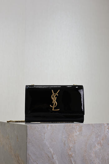 YSL Kate Small In Patent Leather Black - 20x12.5x5cm