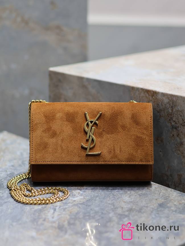YSL Kate Small In Suede Leather Brown - 20x12.5x5cm - 1