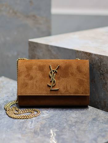 YSL Kate Small In Suede Leather Brown - 20x12.5x5cm