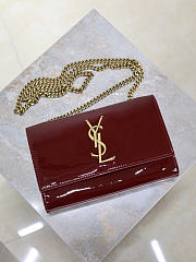 YSL Kate Small In Patent Leather Burgundy - 20x12.5x5cm - 2