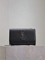 YSL Kate Small In Grain De Poudre Embossed Leather Black Silver Hardware - 20x12.5x5cm - 5