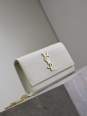 YSL Kate Small In Grain De Poudre Embossed Leather White - 20x12.5x5cm - 5