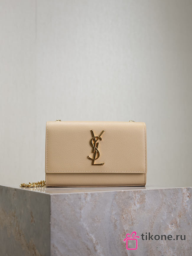 YSL Kate Small In Grain De Poudre Embossed Leather Beige - 20x12.5x5cm - 1