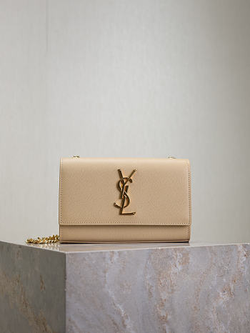 YSL Kate Small In Grain De Poudre Embossed Leather Beige - 20x12.5x5cm