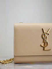 YSL Kate Small In Grain De Poudre Embossed Leather Beige - 20x12.5x5cm - 3