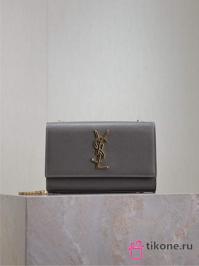 YSL Kate Small In Grain De Poudre Embossed Leather Gray - 20x12.5x5cm - 1