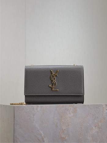 YSL Kate Small In Grain De Poudre Embossed Leather Gray - 20x12.5x5cm