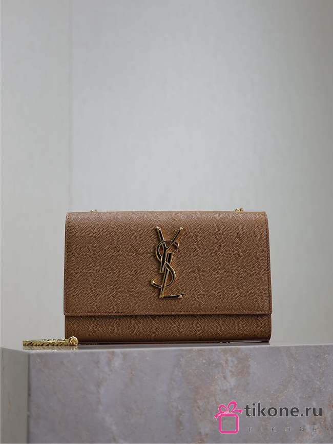YSL Kate Small In Grain De Poudre Embossed Leather Brown - 20x12.5x5cm - 1