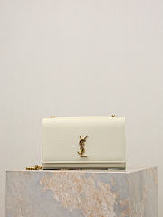 YSL New Kate Small In Grain De Poudre Embossed Leather White - 20x12.5x5cm - 1
