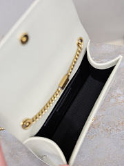 YSL New Kate Small In Grain De Poudre Embossed Leather White - 20x12.5x5cm - 6