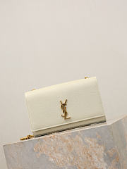 YSL New Kate Small In Grain De Poudre Embossed Leather White - 20x12.5x5cm - 4