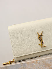 YSL New Kate Small In Grain De Poudre Embossed Leather White - 20x12.5x5cm - 3