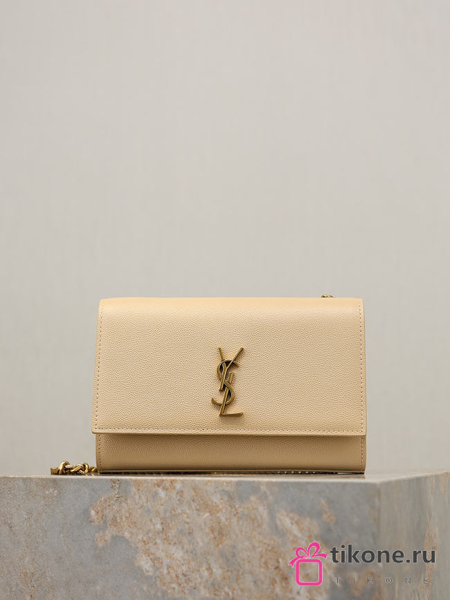 YSL New Kate Small In Grain De Poudre Embossed Leather Beige - 20x12.5x5cm - 1