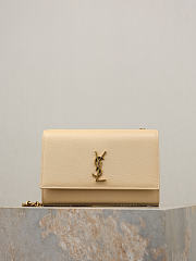 YSL New Kate Small In Grain De Poudre Embossed Leather Beige - 20x12.5x5cm - 1