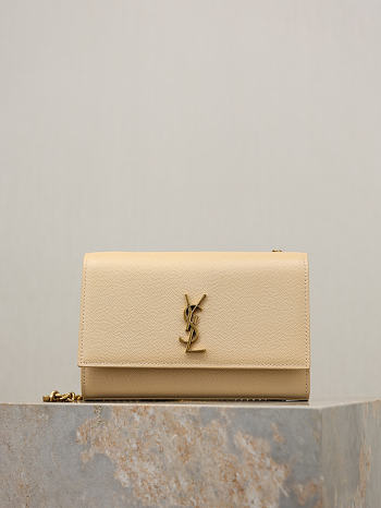 YSL New Kate Small In Grain De Poudre Embossed Leather Beige - 20x12.5x5cm