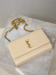 YSL New Kate Small In Grain De Poudre Embossed Leather Beige - 20x12.5x5cm - 6