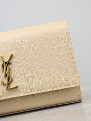 YSL New Kate Small In Grain De Poudre Embossed Leather Beige - 20x12.5x5cm - 4