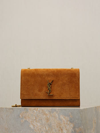 YSL New Kate Small In Suede Leather Brown - 20x12.5x5cm
