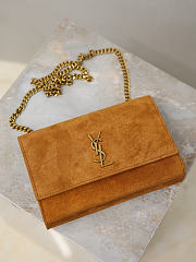 YSL New Kate Small In Suede Leather Brown - 20x12.5x5cm - 2