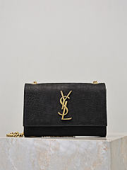 Ysl Kate Small Crocodile-Embossed Nubuck Leather Black - 20x13.5x5.5cm - 1
